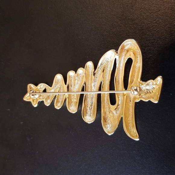 FO Fernando Originals Gold Tone Ribbon Christmas Tree Brooch - Picture 2 of 4